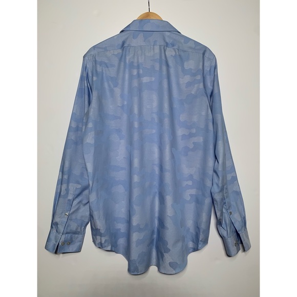 CALVIN KLEIN BLUE CAMO BUTTON UP - MEDIUM - Picture 2 of 4